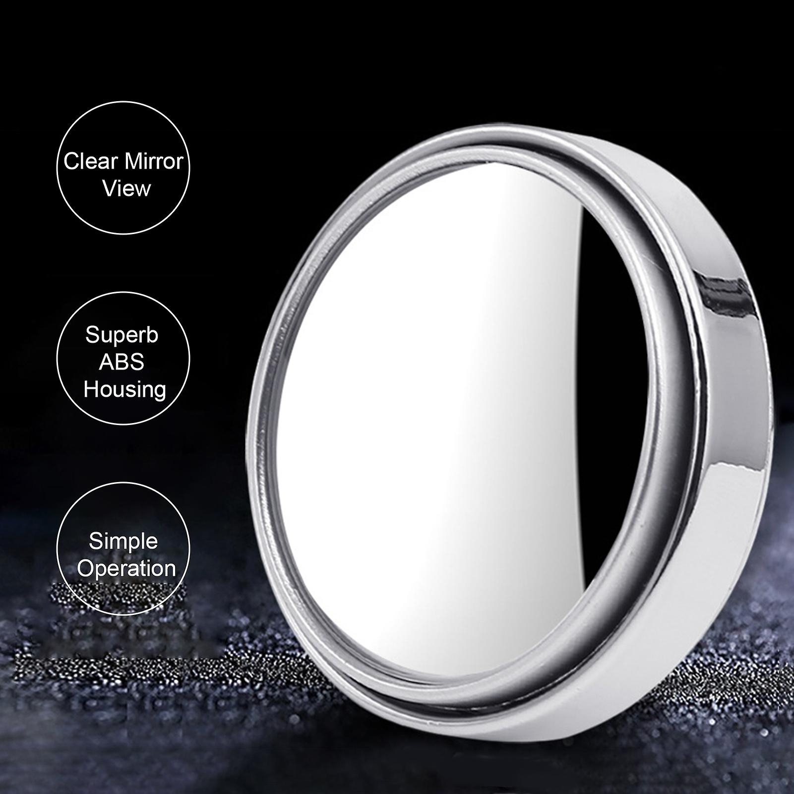 White Car Boundless Round Rearview Mirror 360 Degree Reversing Blind S-pot Mirror Set Kit