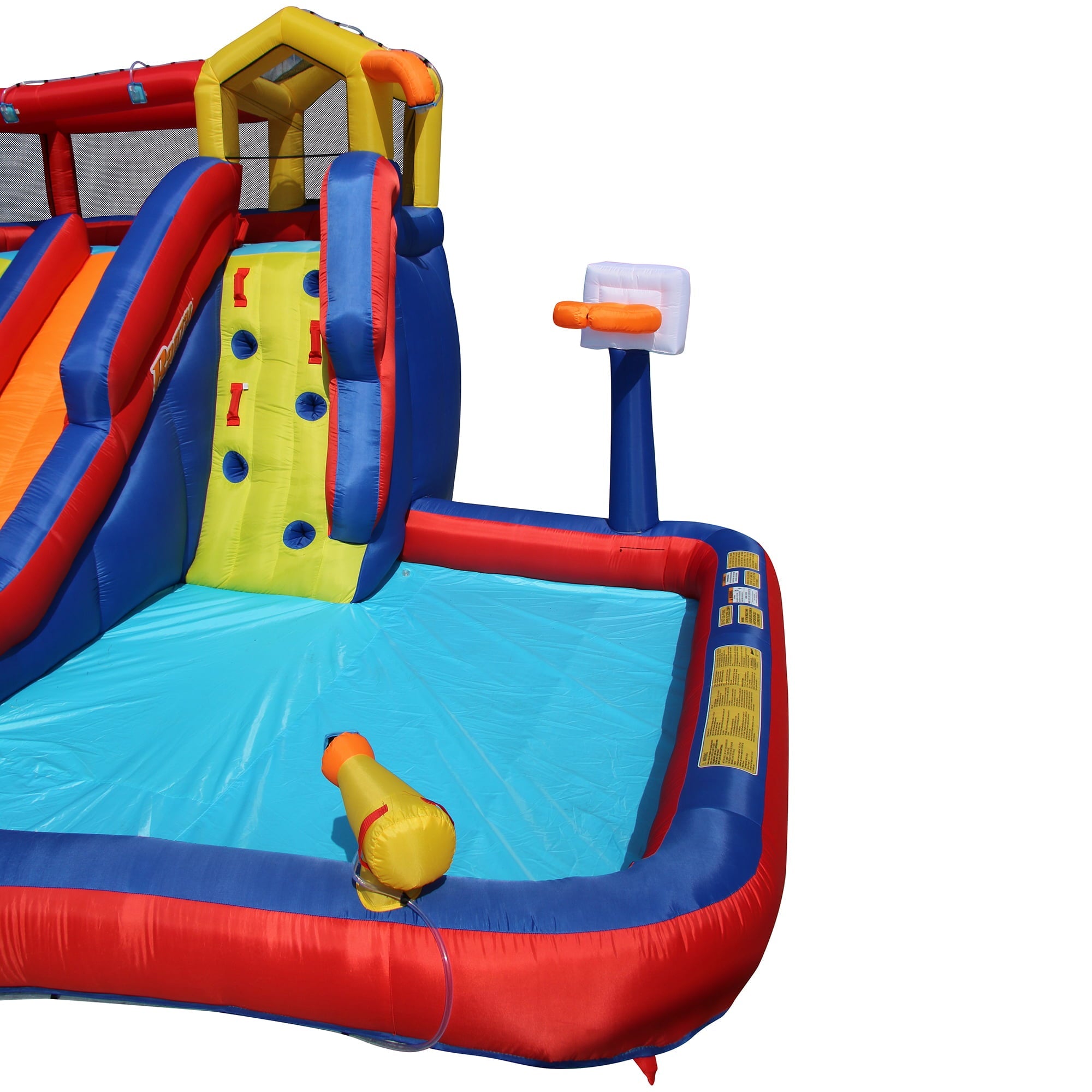 Banzai Twin Falls Kids Giant Colorful Outside Inflatable Water Park Bounce House