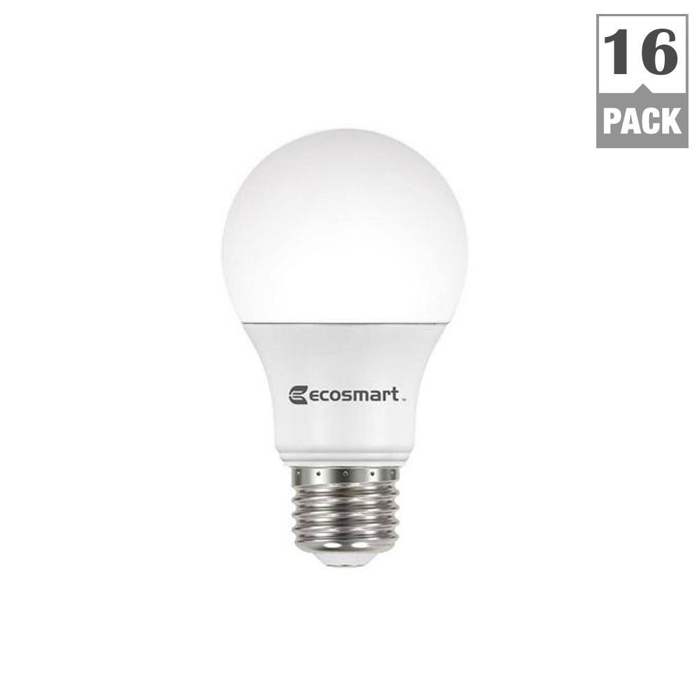 EcoSmart 60-Watt Equivalent A19 Dimmable ENERGY STAR LED Light Bulb Bright White (16-Pack) B7A19A60WESD02