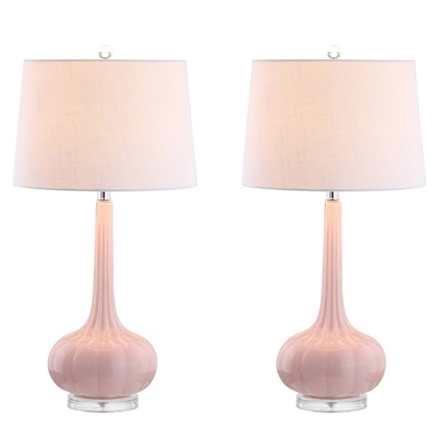 set Of 2 Bette Glass Teardrop Table Lamp includes Led Light Bulb Jonathan Y