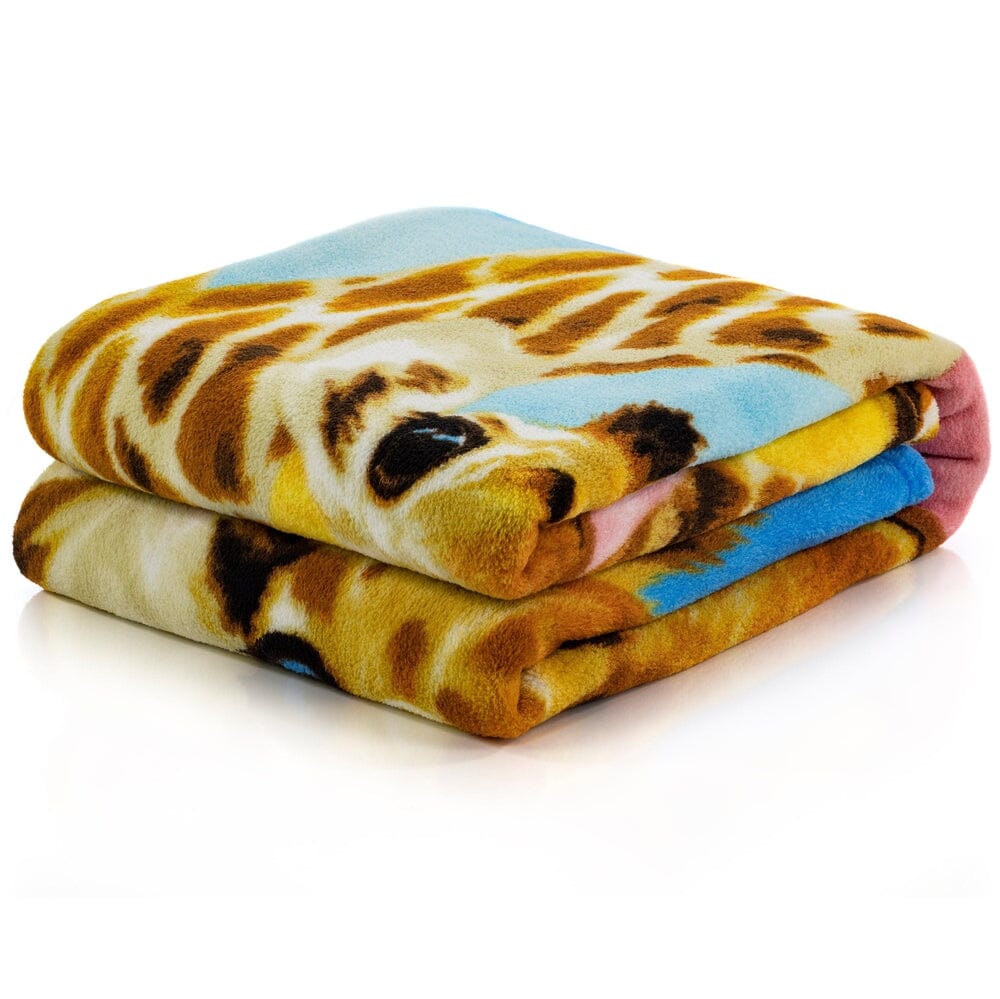 Giraffe Selfie Super Soft Plush Fleece Throw Blanket