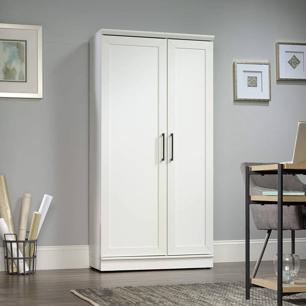 Classic Storage Cabinet  2 Doors With Adjustable Shelves and Fixed Shelf  White   Traditional   Accent Chests And Cabinets   by Decor Love  Houzz