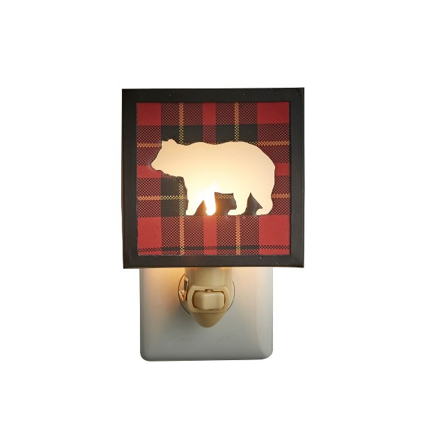 Park Designs Sportsman Plaid Bear Night Light