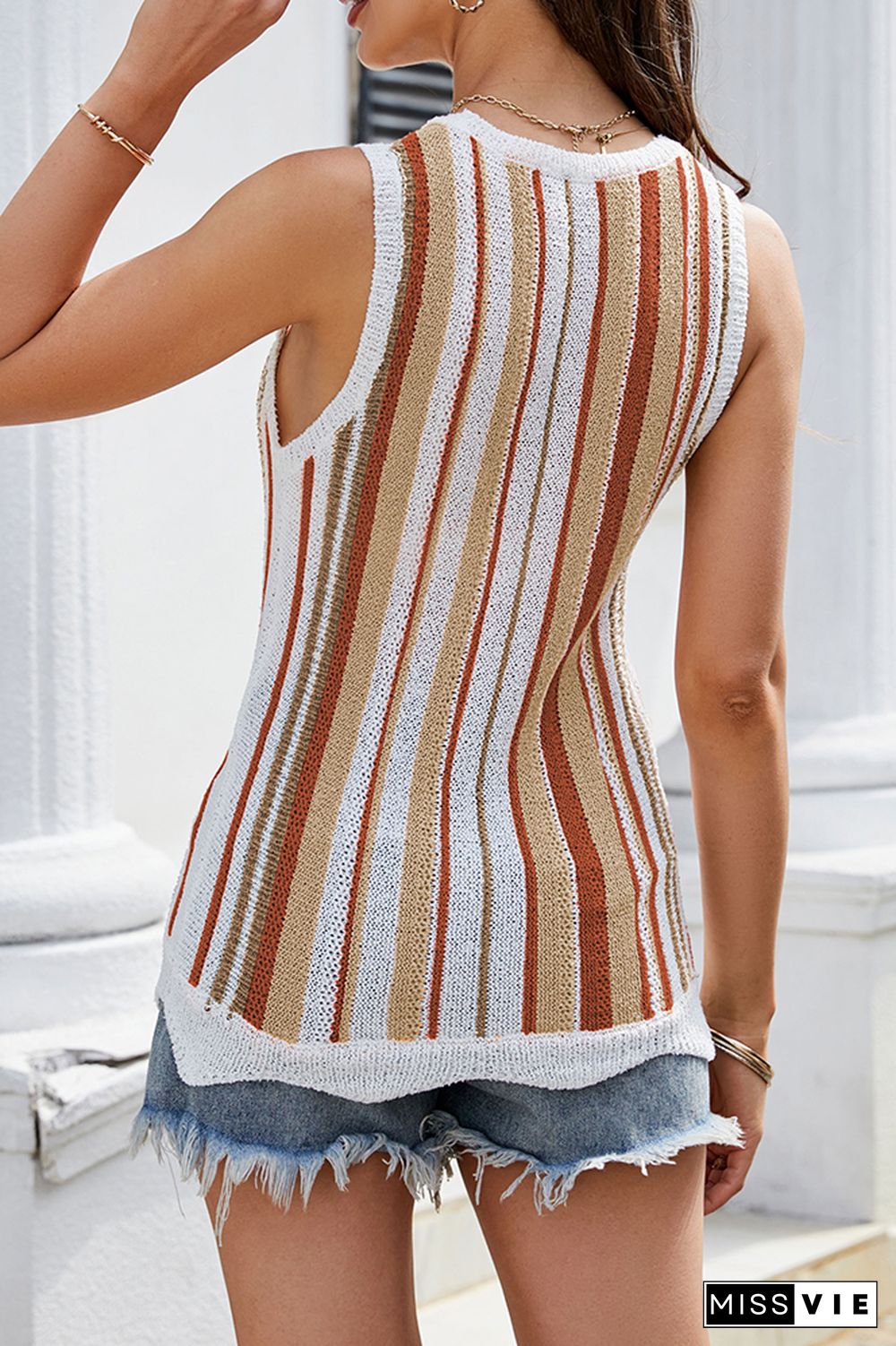 Striped Knit Tank Top Wholesale