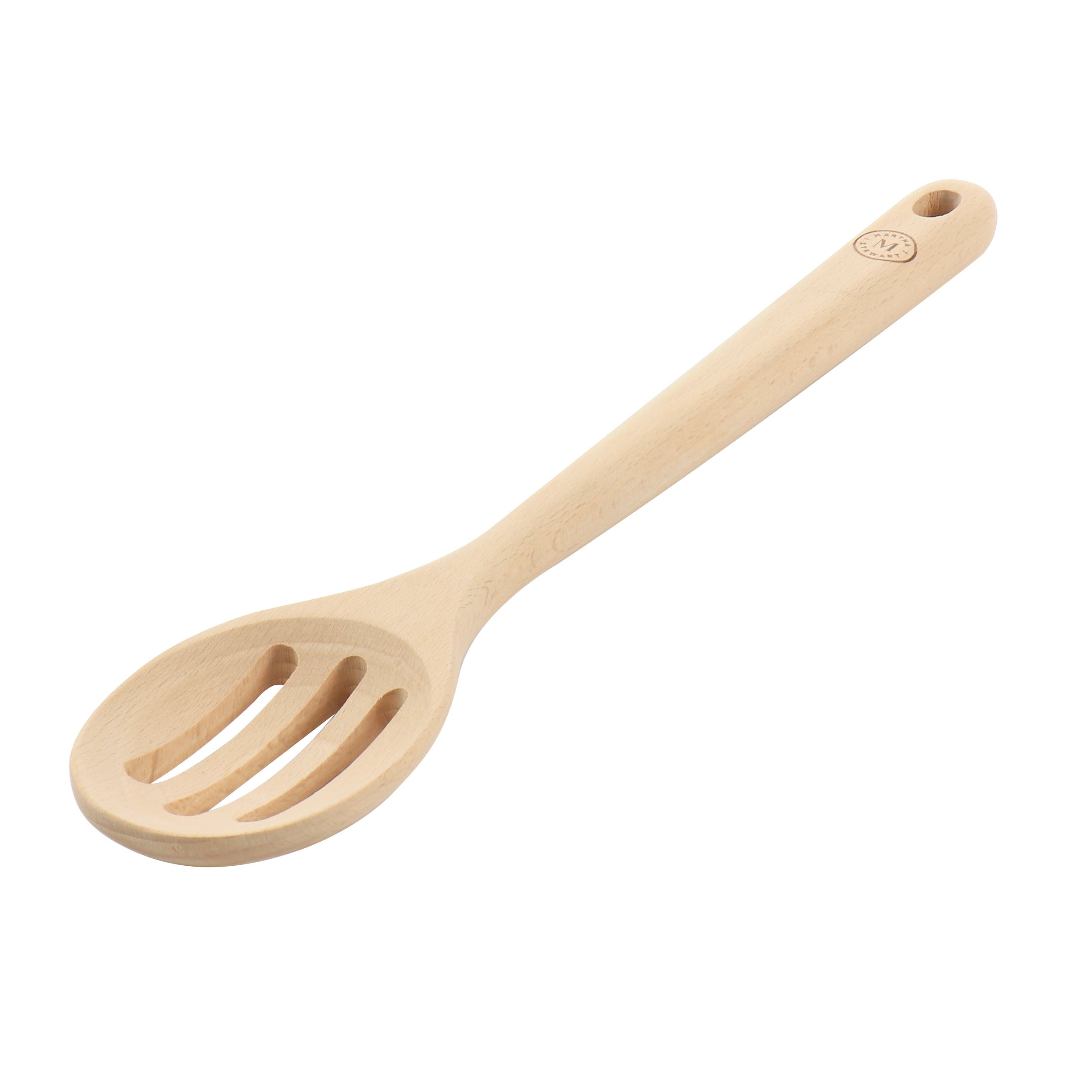 14 Inch Beech Wood Slotted Spoon - One Piece