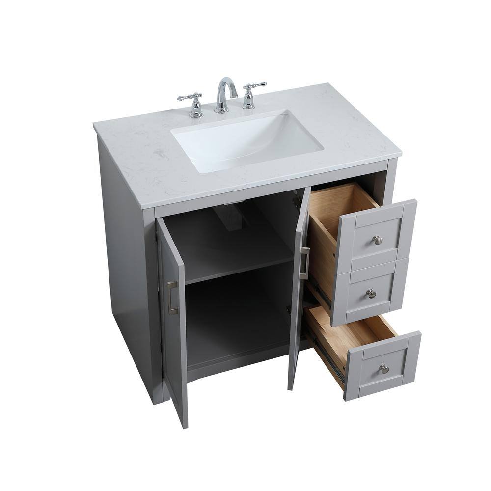 Timeless Home 36 in. W x 22 in. D x 34 in. H Single Bathroom Vanity in Grey with Calacatta Quartz TH34036Grey