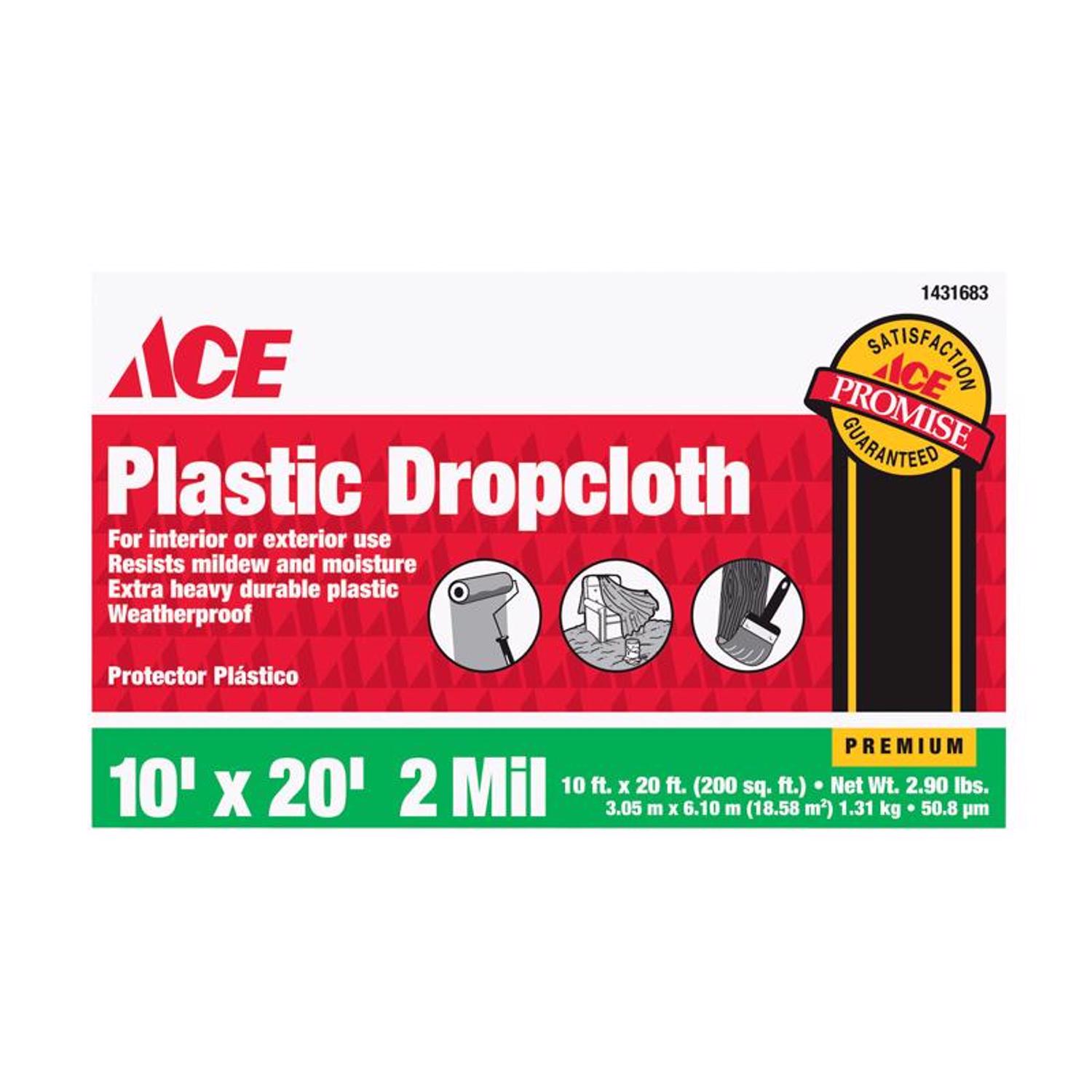 Ace 10 ft. W X 20 ft. L X 2 mil Professional Grade Plastic Drop Cloth 1 pk