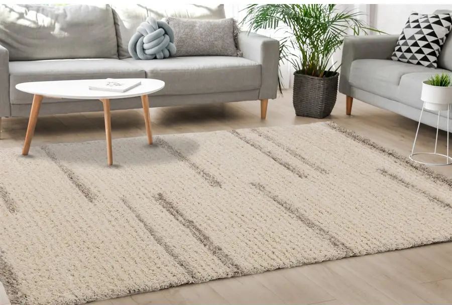 Rondo 5 x 8 Striped Cream Shag Rug