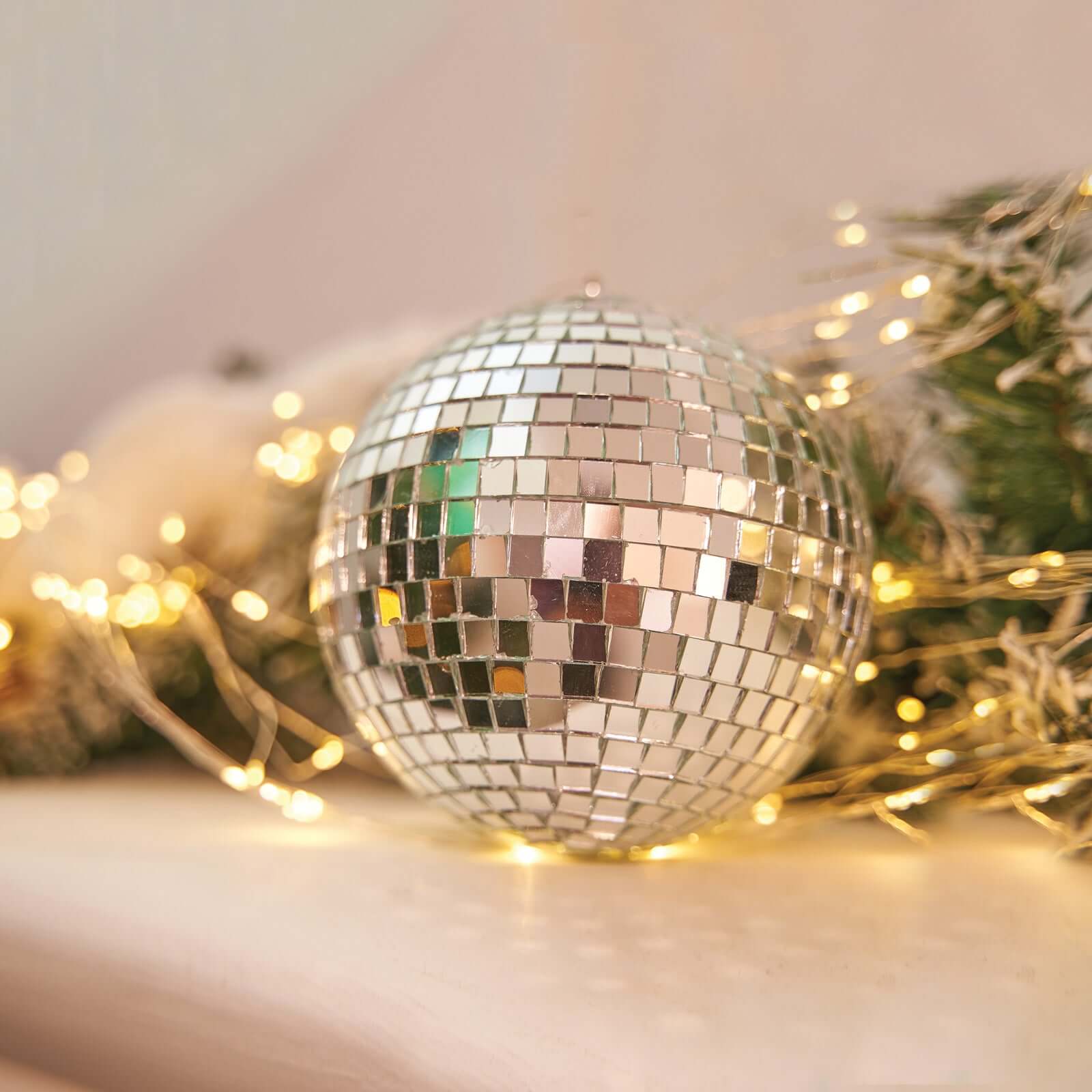 Large Silver Foam Disco Mirror Ball With Hanging Swivel Ring, Holiday Party Decor 24