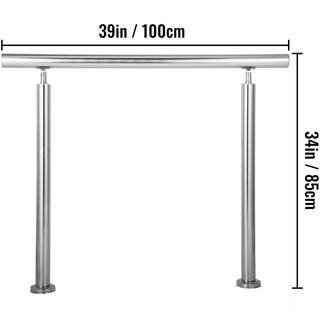 VEVOR Stainless Steel Handrail 220 lbs. Load Handrail for Outdoor Steps Fits 2 to 3 Steps with Screw Kit BXGTFSLZ100CM5VIHV0