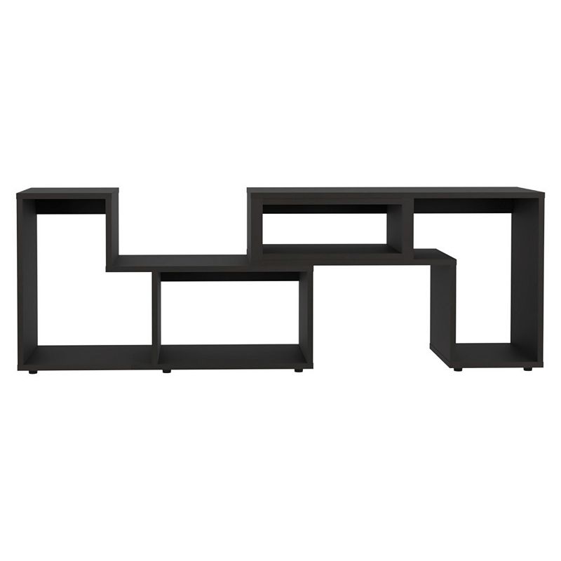 DEPOT E-SHOP Rose Extendable TV Stand， Multiple Shelves， Black， Black