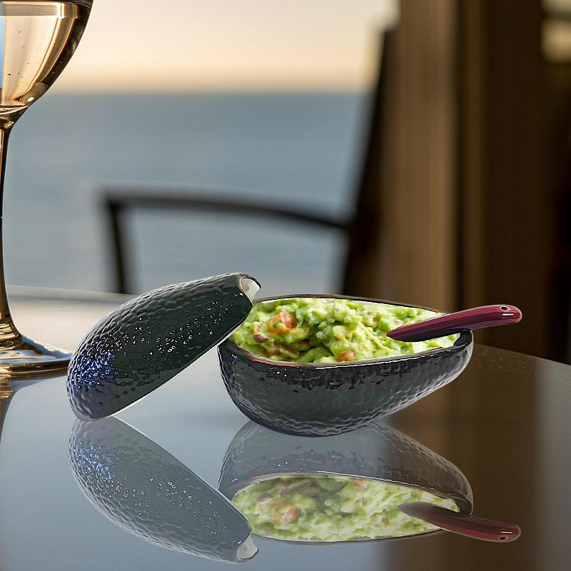 Textured Ceramic Avocado Shape Serving Bowl Set