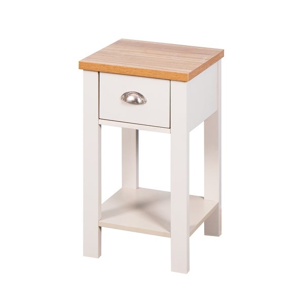 Wooden Side Table with 1 Drawer and 1 Open Shelf