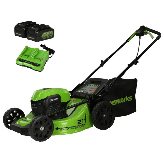 24v 5ah Cordless Brushless Self propelled Mower Kit With 2 Usb Batteries And Dual Port Rapid Charger