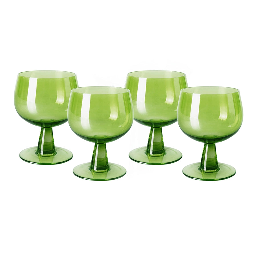 The Emeralds - Lime green wine glass low (set of 4)