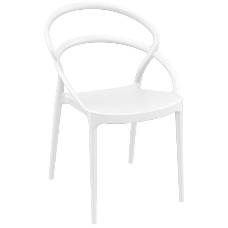 32.25 White Outdoor Patio Round Dining Chair