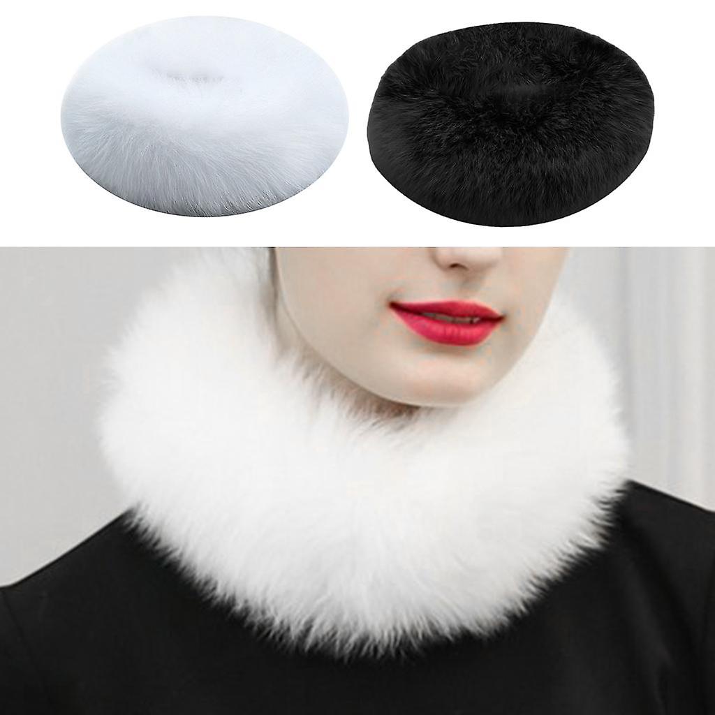 2pcs Womens Faux Fur  Collar Detachable Neck Warmer Stole Scarf Shawl