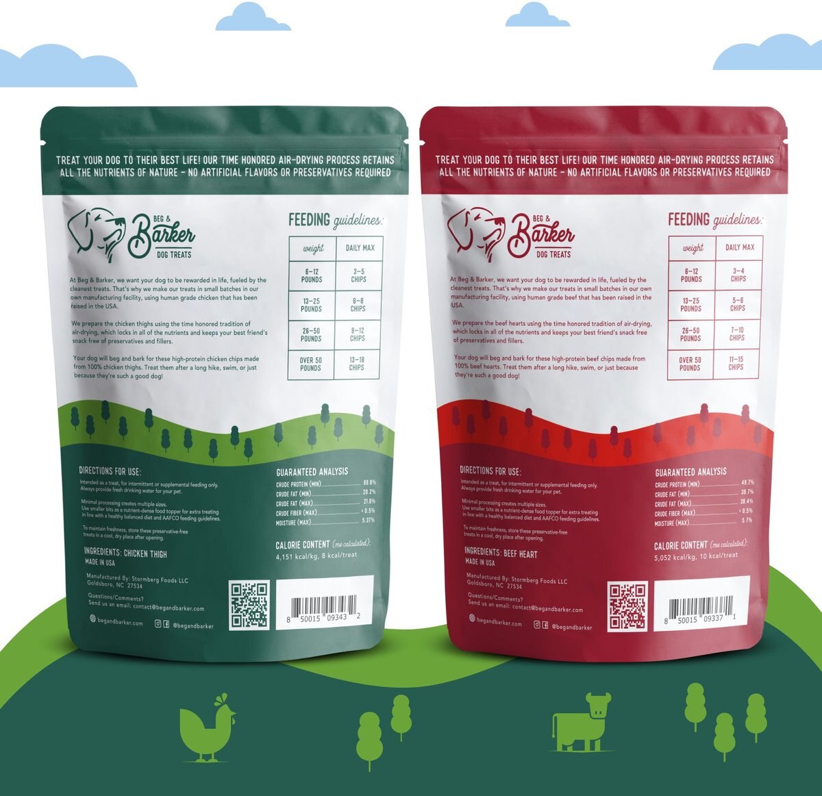 Beg and Barker Hen 'n Hoof Combo Whole Chicken and Beef Chips Natural Single Ingredient Dog Treats