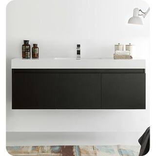 Fresca Mezzo 60 in. Modern Wall Hung Bath Vanity Cabinet Only in Black FCB8041BW