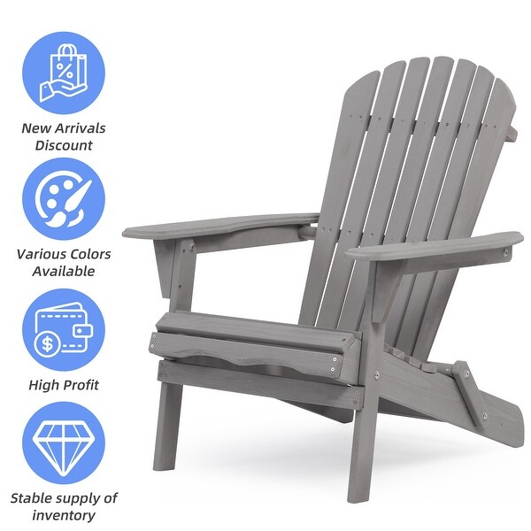 Wooden Outdoor Folding Adirondack Chair Set of 2 Wood Lounge Patio Chair for Garden