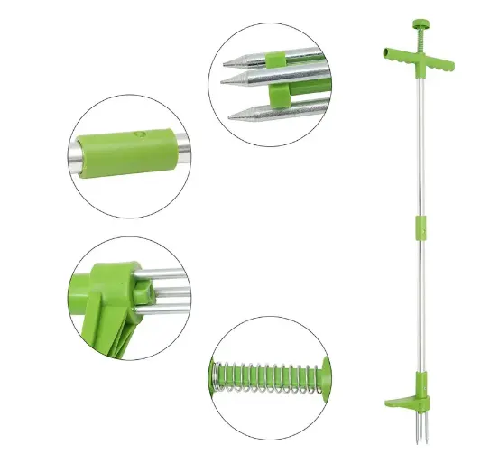 Weed Puller Stand Up Weeder Hand Tool Long Handle Garden Weeding Tool with 3 Claws