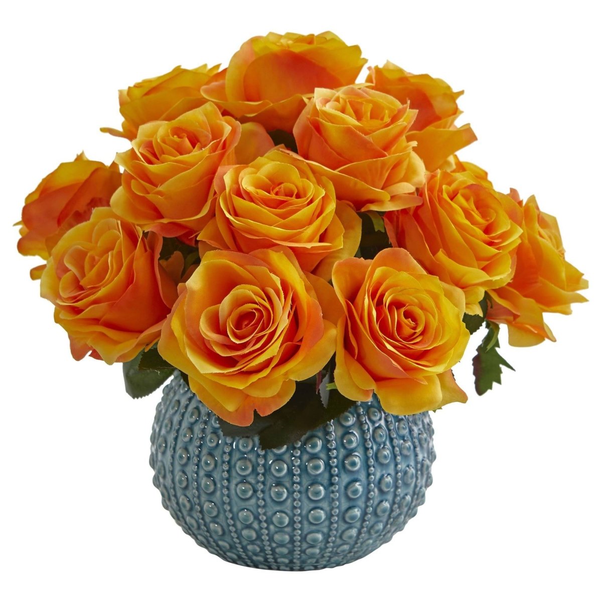 11.5’’ Rose Artificial Arrangement in Blue Ceramic Vase