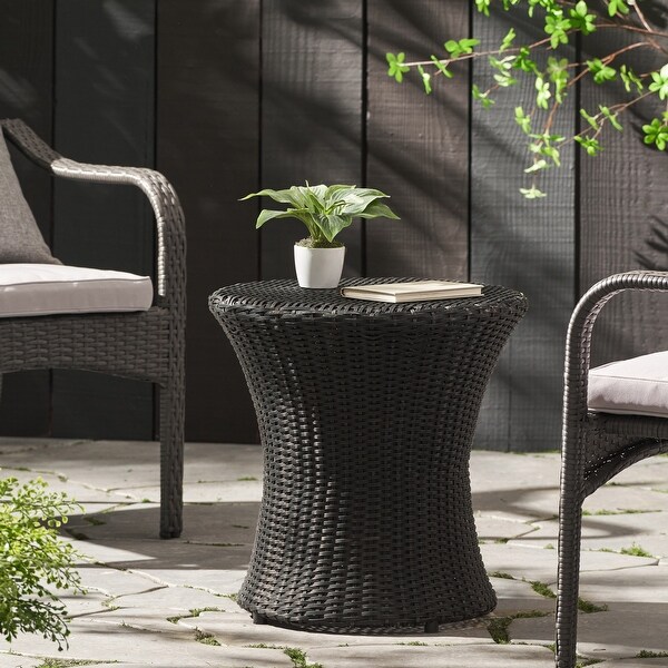 Adriana Outdoor Boho Wicker Accent Table by Christopher Knight Home