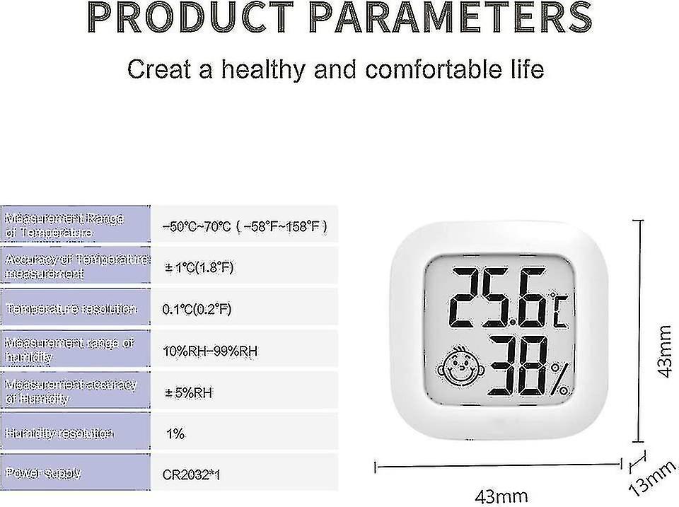 Mini High Accuracy Digital Indoor Hygrometer Thermometer， Temperature Monitor And Humidity Meter， Thermo Hygrometer Comfort Level Indicator， White Bet