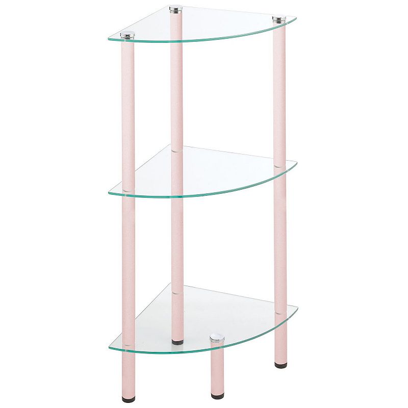 mDesign Glass/Metal Household Corner Organizer Shelf