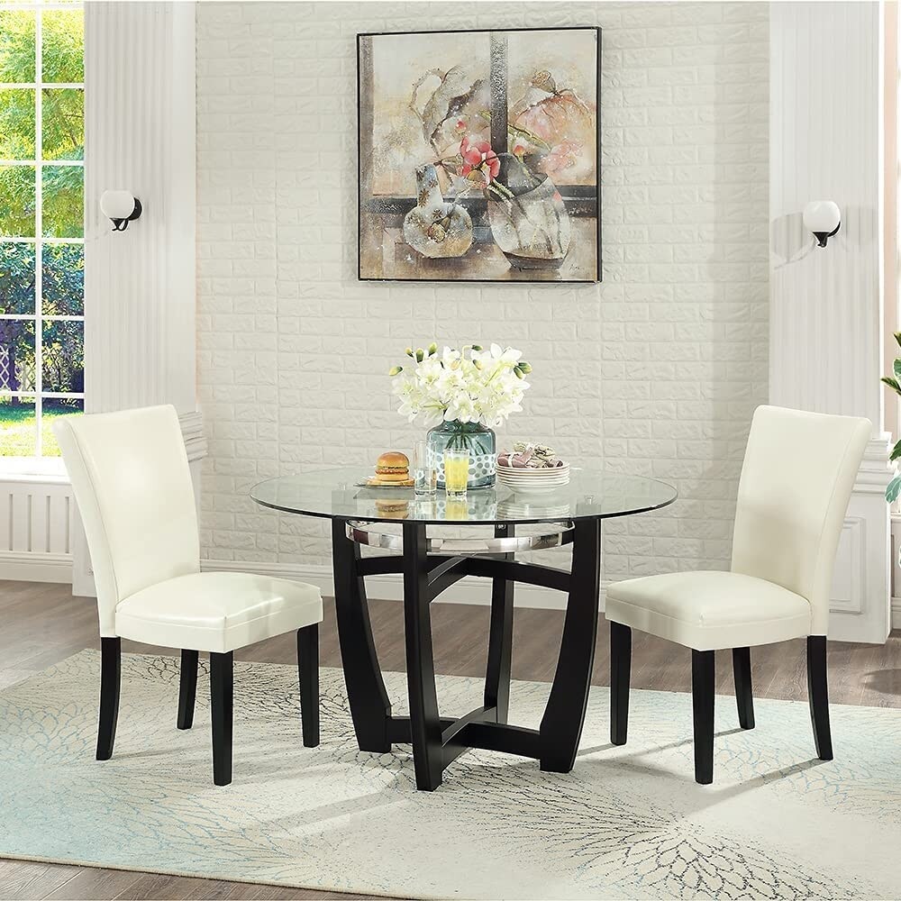 Faux Leather Dining Chairs Or Round Glass Dining Table