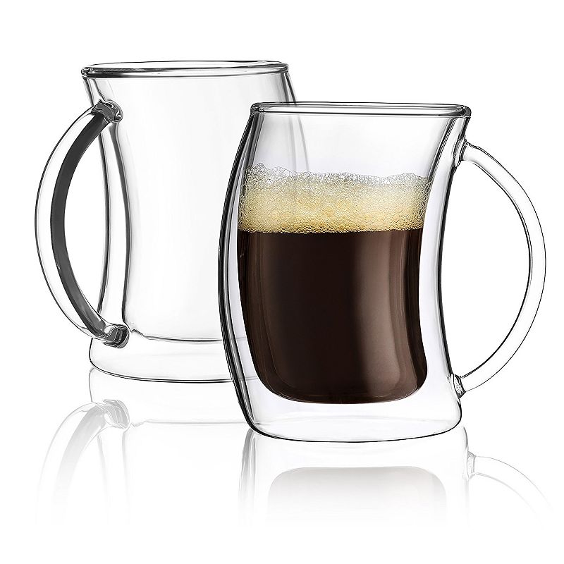 JoyJolt Caleo Double Wall Espresso 2-oz. 4-pc. Glass Set