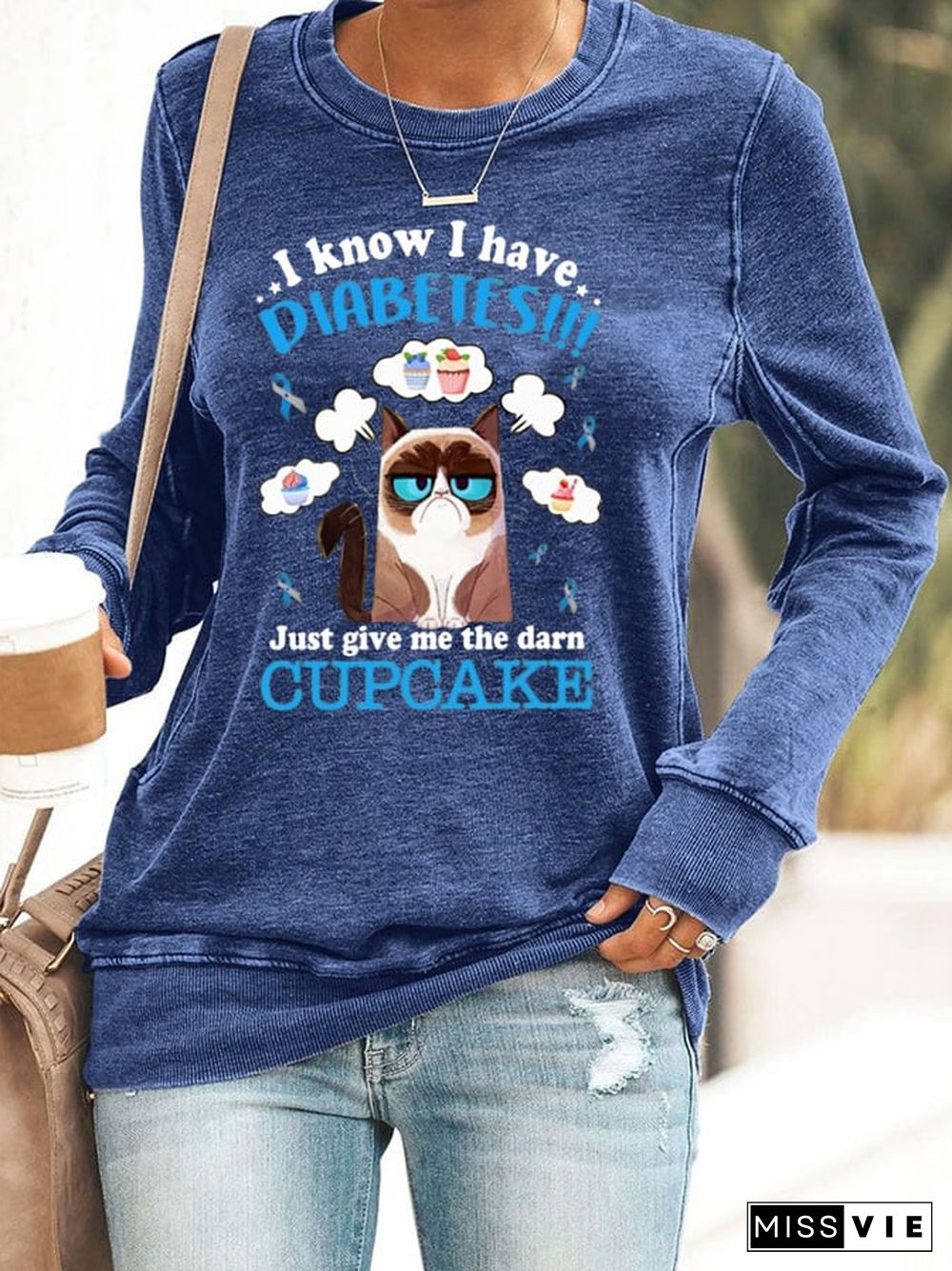 Women's I know I Have Diabetes Print Casual Sweatshirt