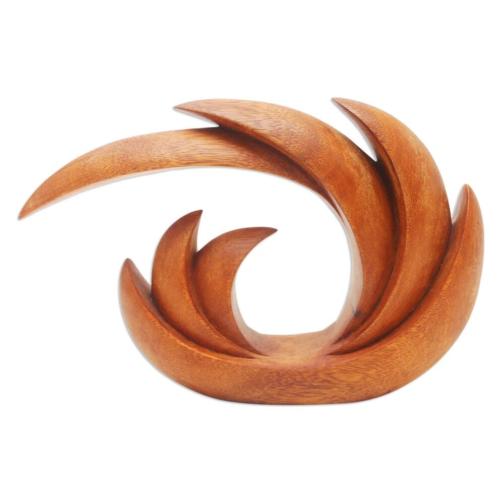 Novica Handmade Blazing Flames Wood Sculpture