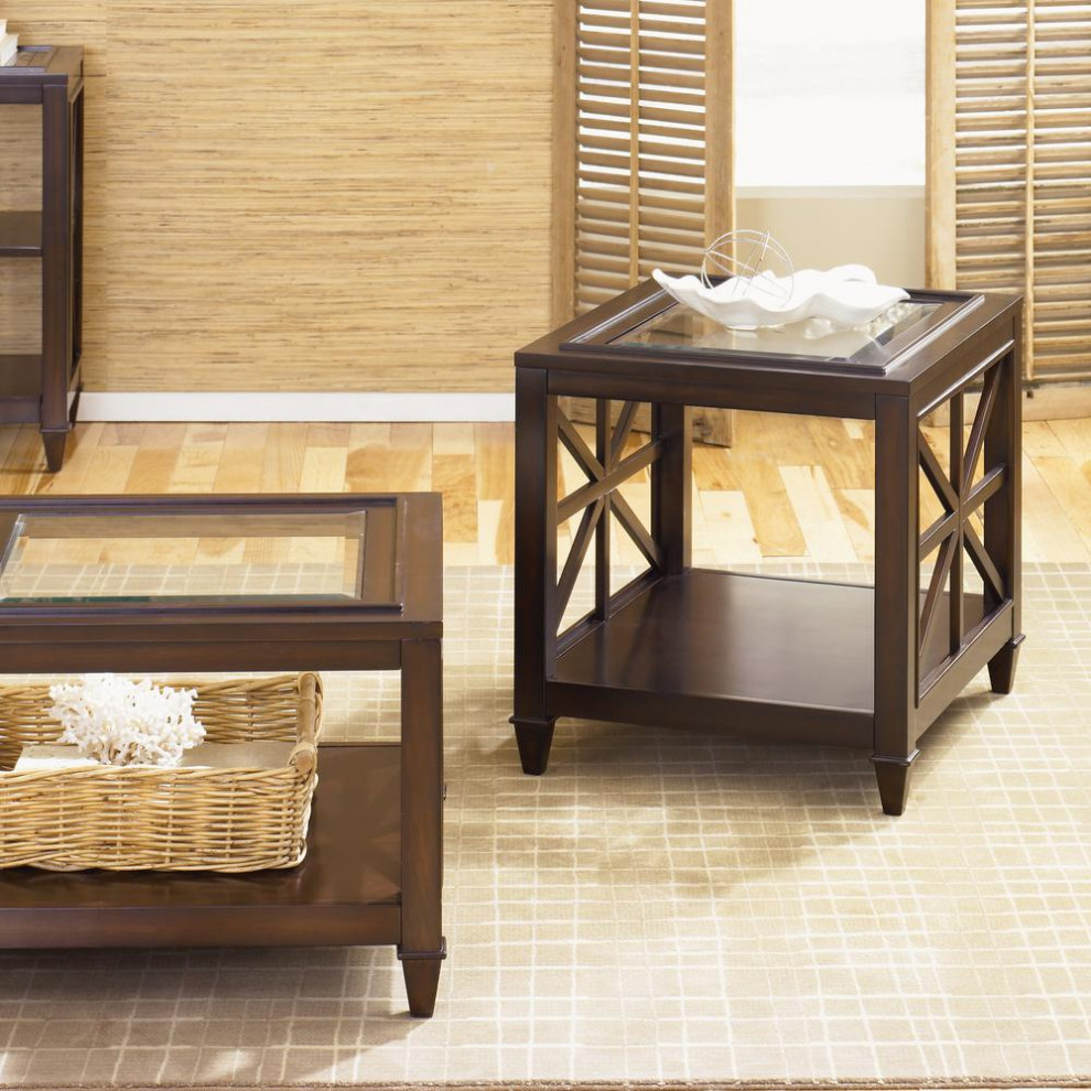 End Table Transitional Brown   Contemporary   Accent Chests And Cabinets   by BisonOffice  Houzz