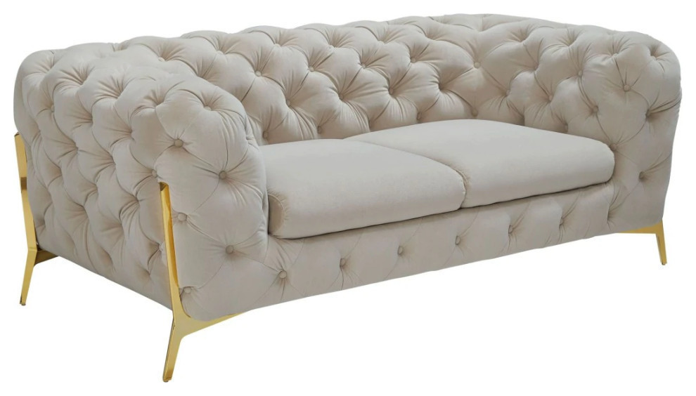 Jack Transitional Beige Fabric Loveseat   Contemporary   Loveseats   by Rustic Home Furniture Deco  Houzz