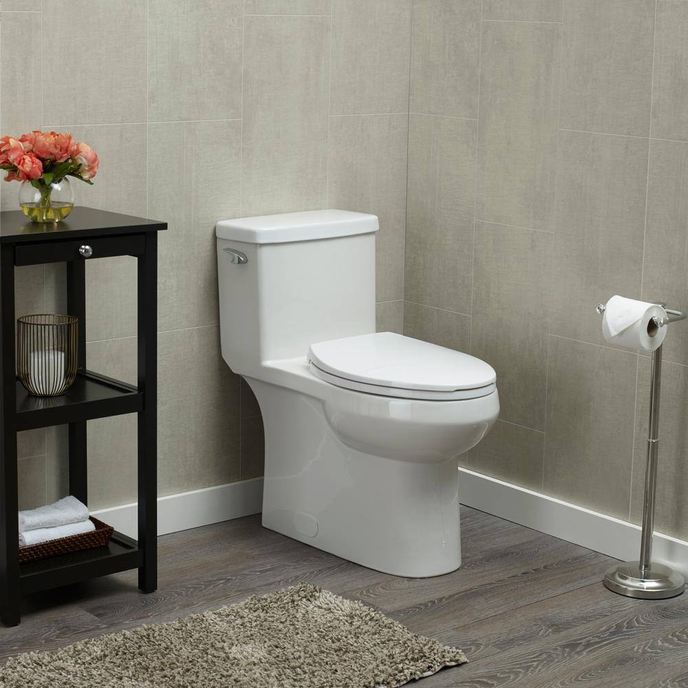 Foremost 1-Piece 1.28 GPF Single Flush Elongated Toilet FM trim in White with Slow Close Toilet Seat Included TL-8423HC-EW-FM