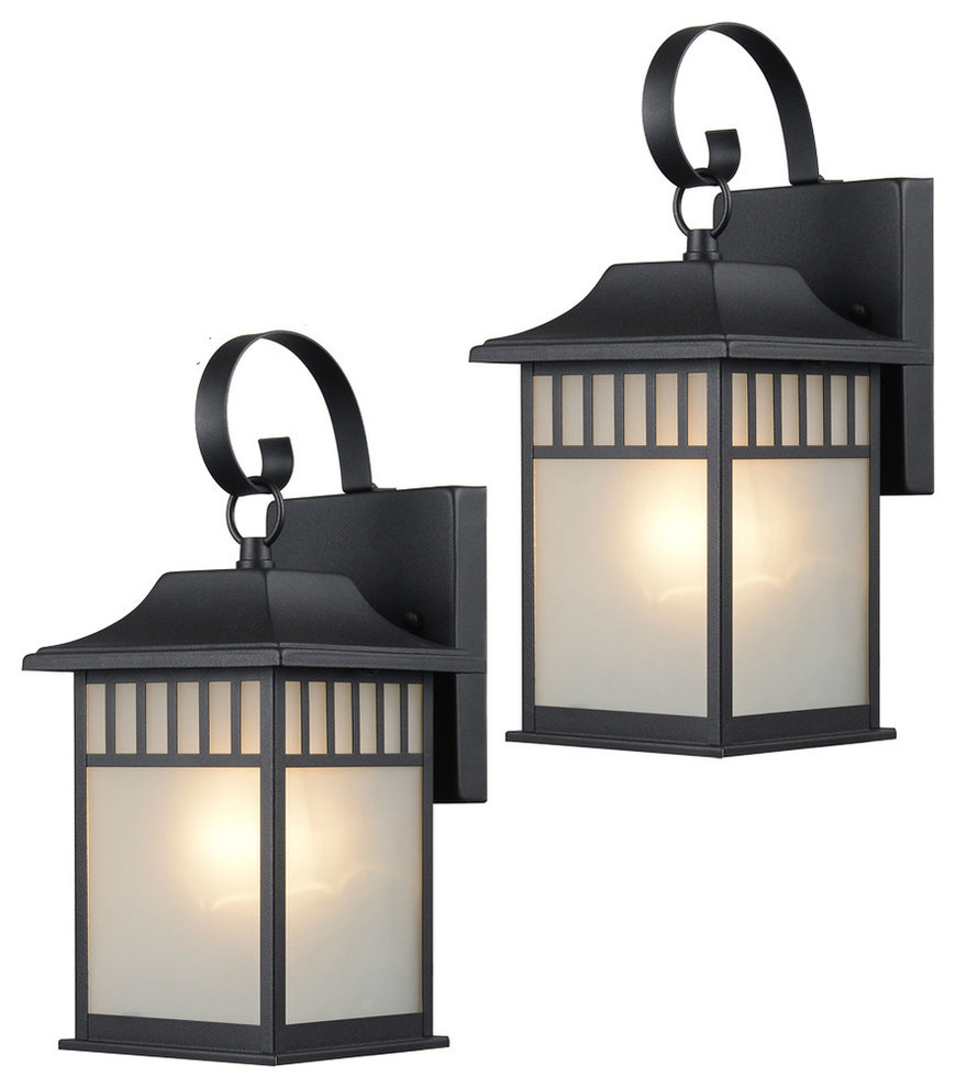 Black Outdoor Patio Exterior Light Fixtures  Set of 2  22 9517   Craftsman   Outdoor Wall Lights And Sconces   by Door Corner  Houzz