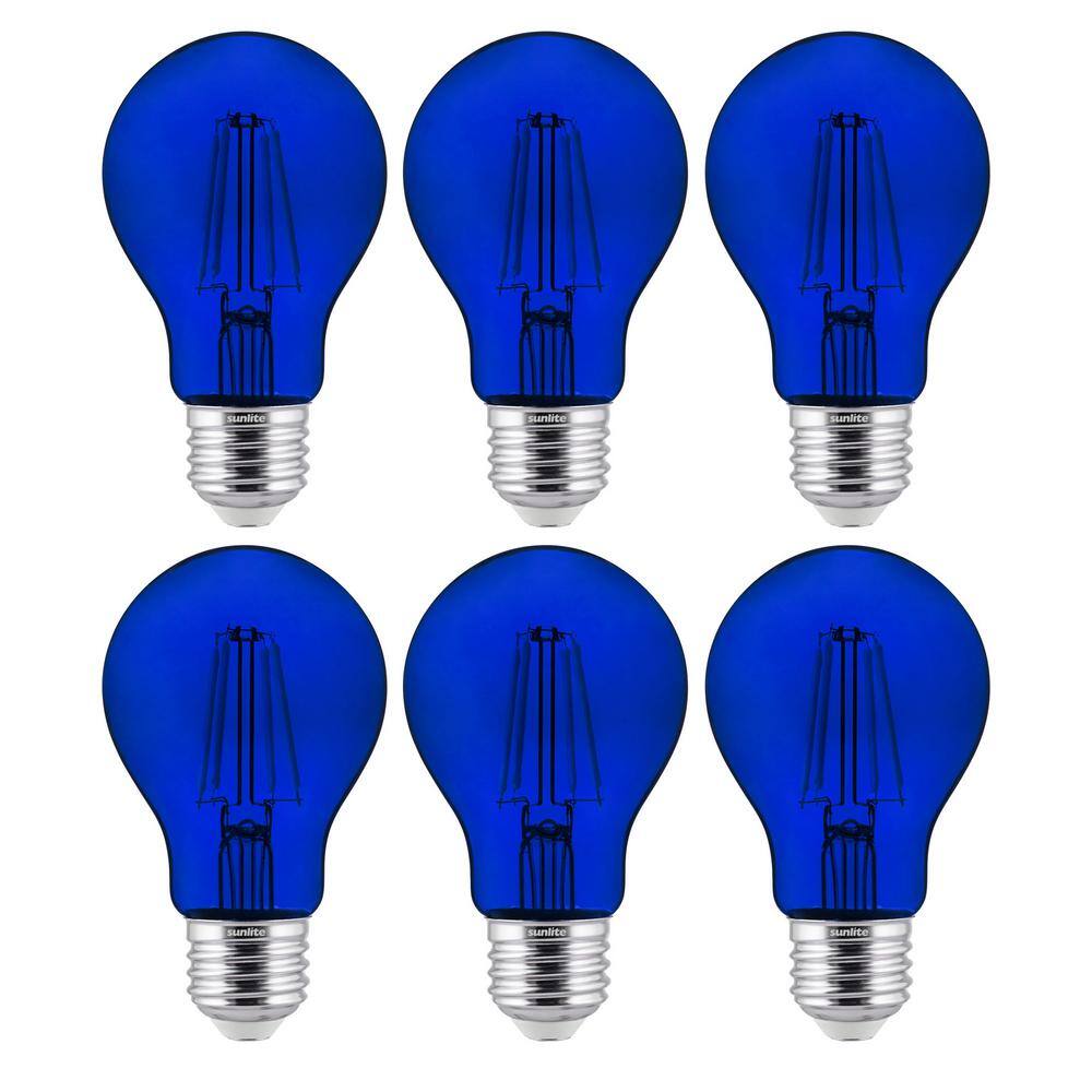 Sunlite 60-Watt Equivalent A19 Dimmable Filament E26 Medium Base LED Blue Light Bulbs (6-Pack) HD02264-3