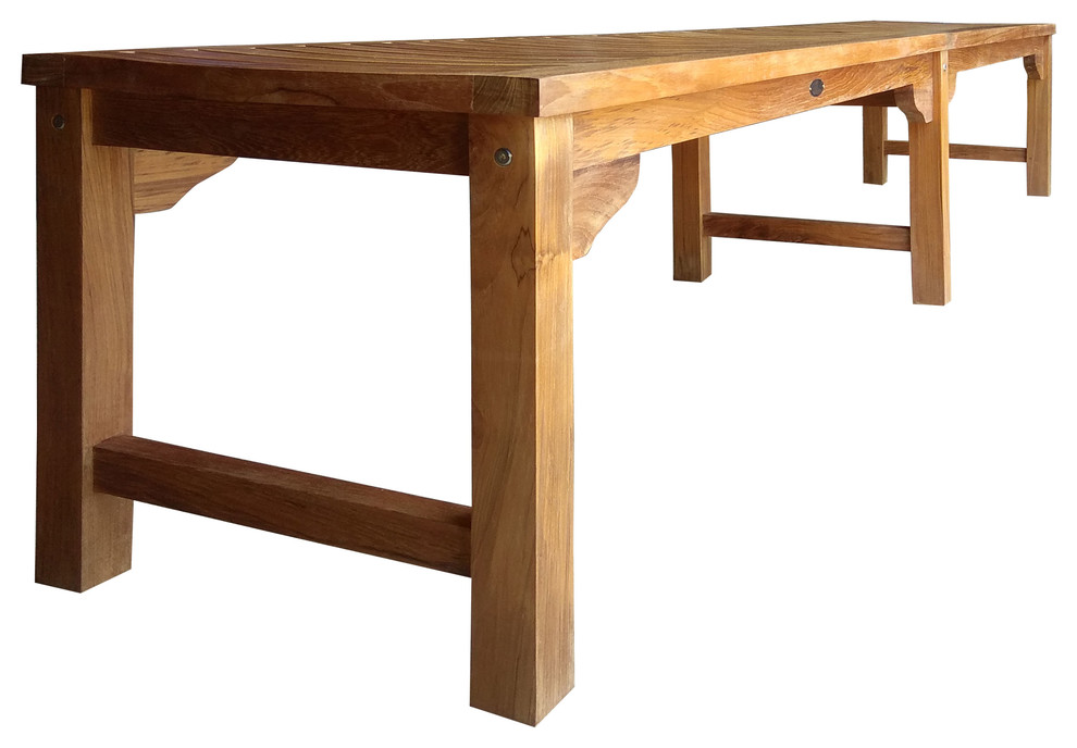 Teak Wood Santa Monica Backless Bench  8  x27  Transitional   Outdoor Benches   by Chic Teak  Houzz