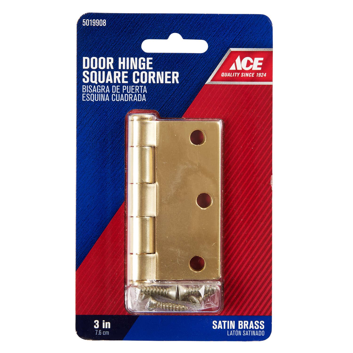 Ace 3 in. L Satin Brass Residential Door Hinge 1 pk