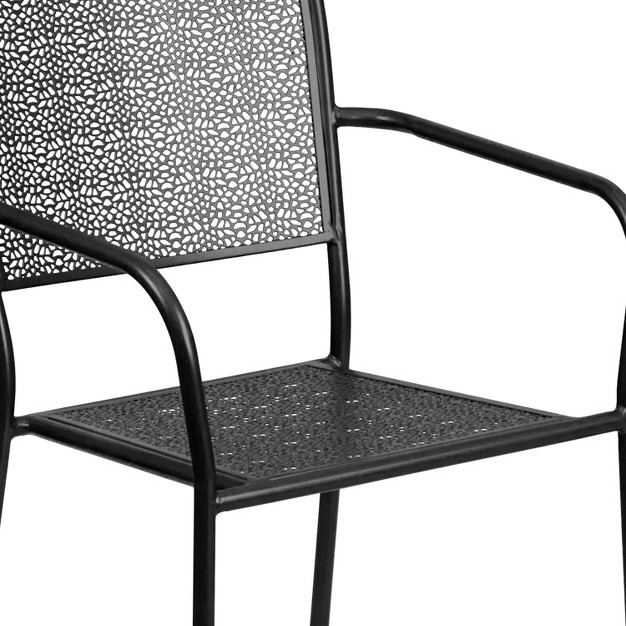 Flash Furniture Commercial Grade Indoor outdoor Steel Patio Arm Chair With Square Back