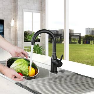 WOWOW Single Handle Stainless Steel Bar Faucet with cUPC Water Supply Lines in Matte Black 2320201B-AMUS