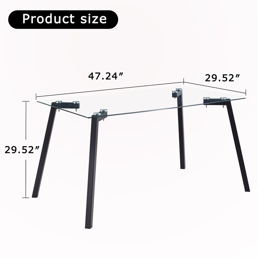 Rectangular Glass Dining Table with Metal Legs