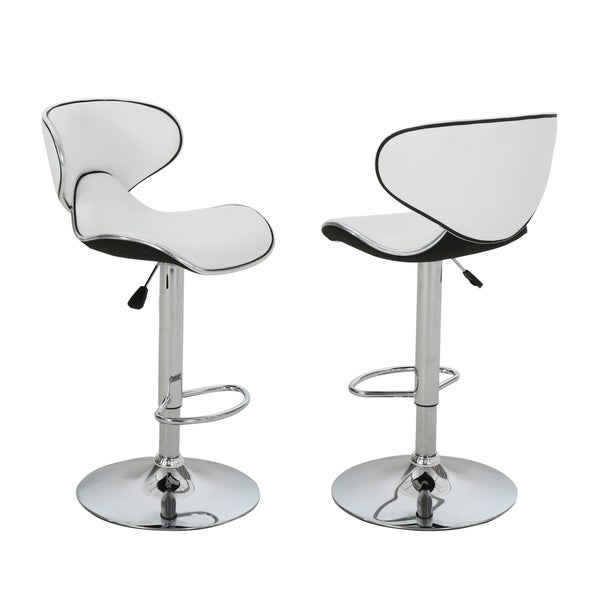 Carlota Adjustable Height 24-32 Faux Leather Swivel Barstool (Set of 2) by Christopher Knight Home