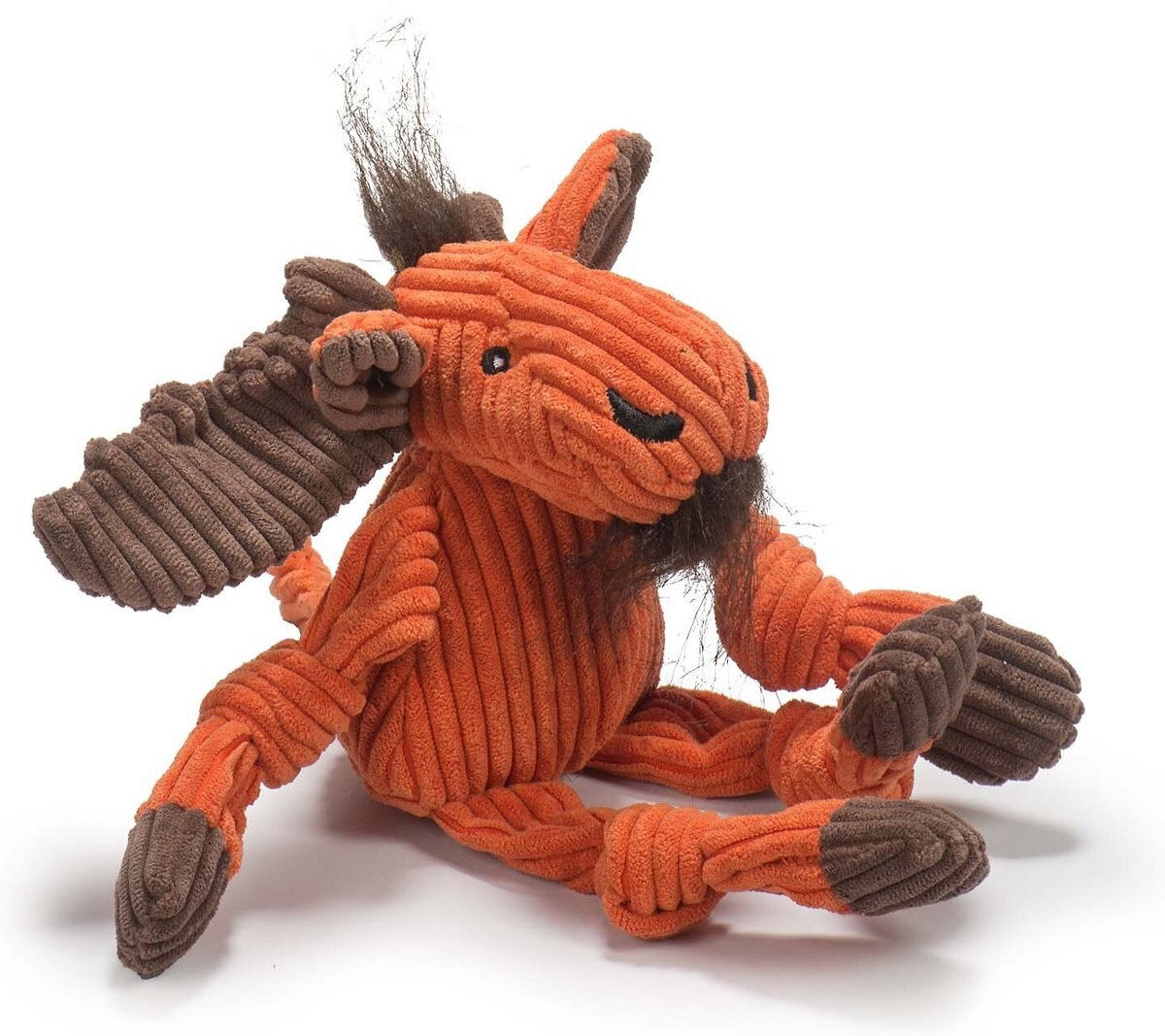 HuggleHounds Woodlands Durable Plush Corduroy Knottie Moose Squeaky Dog Toy