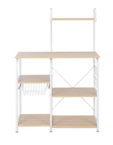 Light Beige Kitchen Baker's Rack Utility Storage Shelf 35.5 Microwave Stand 4-Tier 3-Tier Shelf