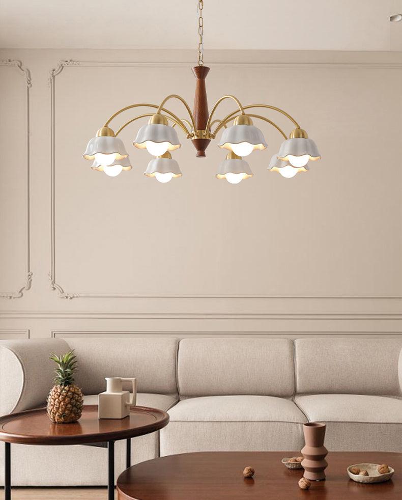 Swedish Modern Brass Chandelier