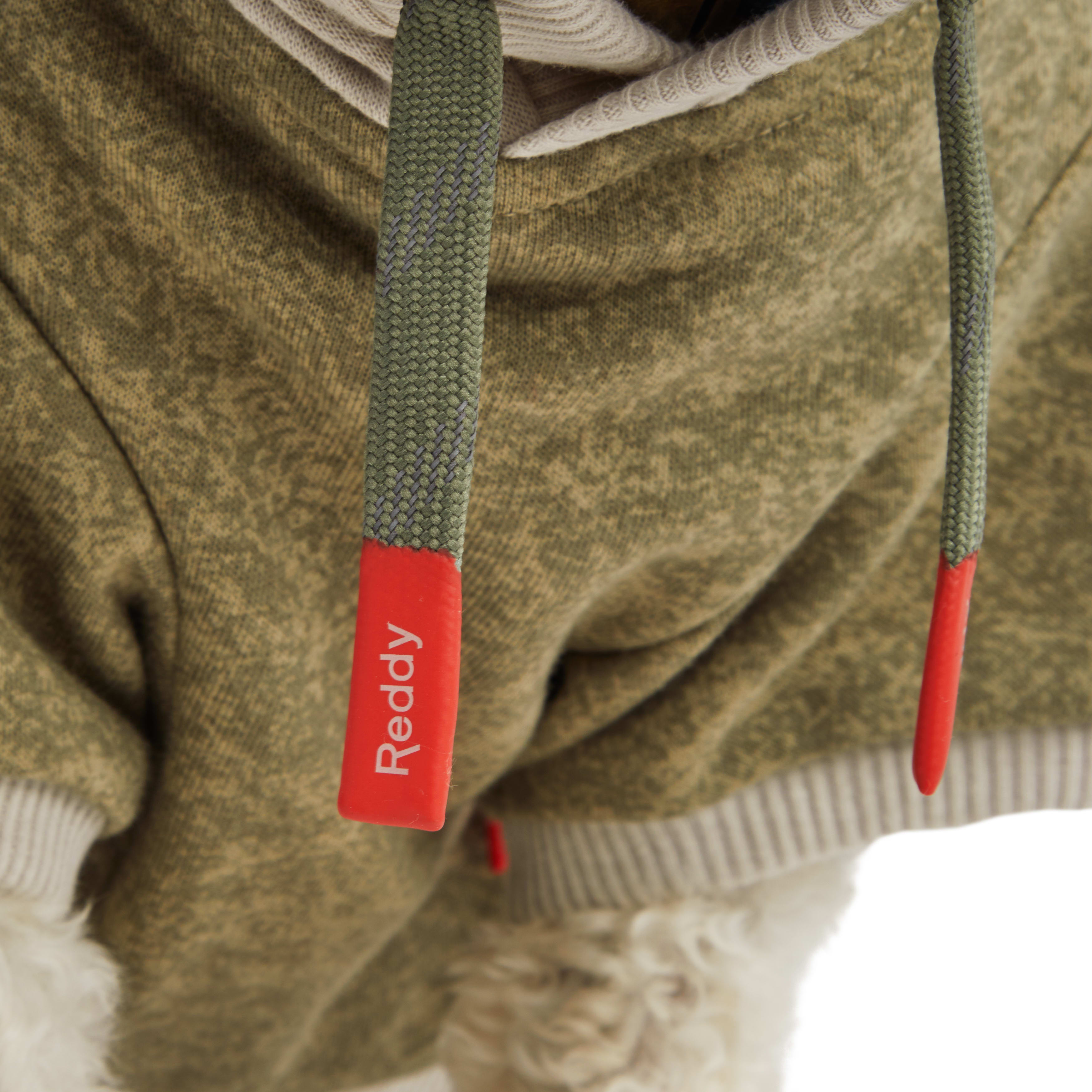 Reddy Olive and Grey Washed Dog Hoodie， X-Small