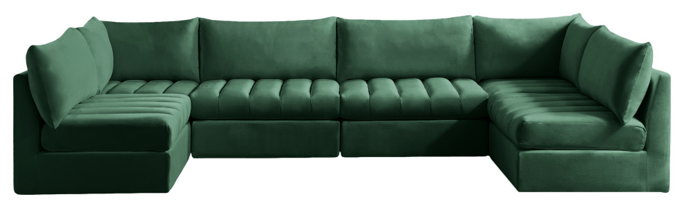 Jacob Velvet Upholstered U Shaped Modular Sectional   Contemporary   Sectional Sofas   by Meridian Furniture  Houzz