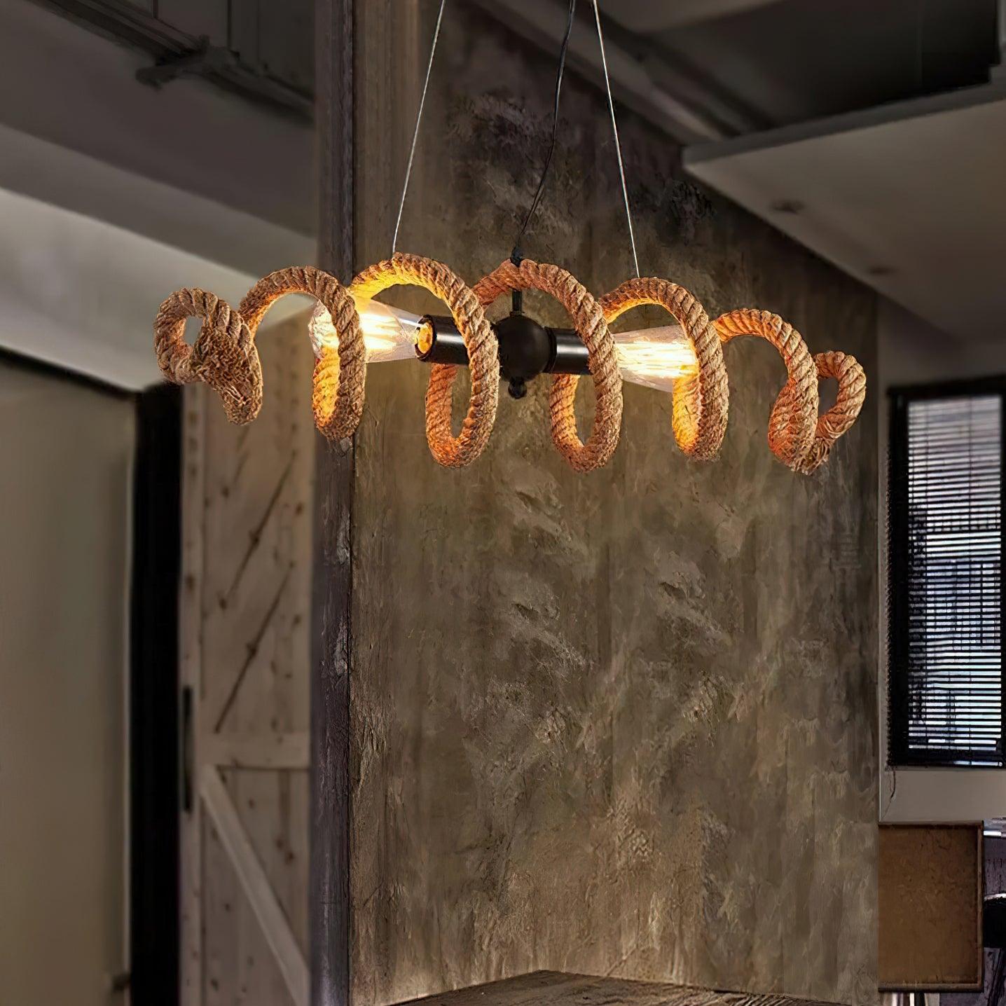 Hemp Rope Industrial Spiral Chandelier